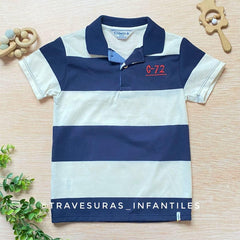 Camiseta Tipo Polo Rayas Azul