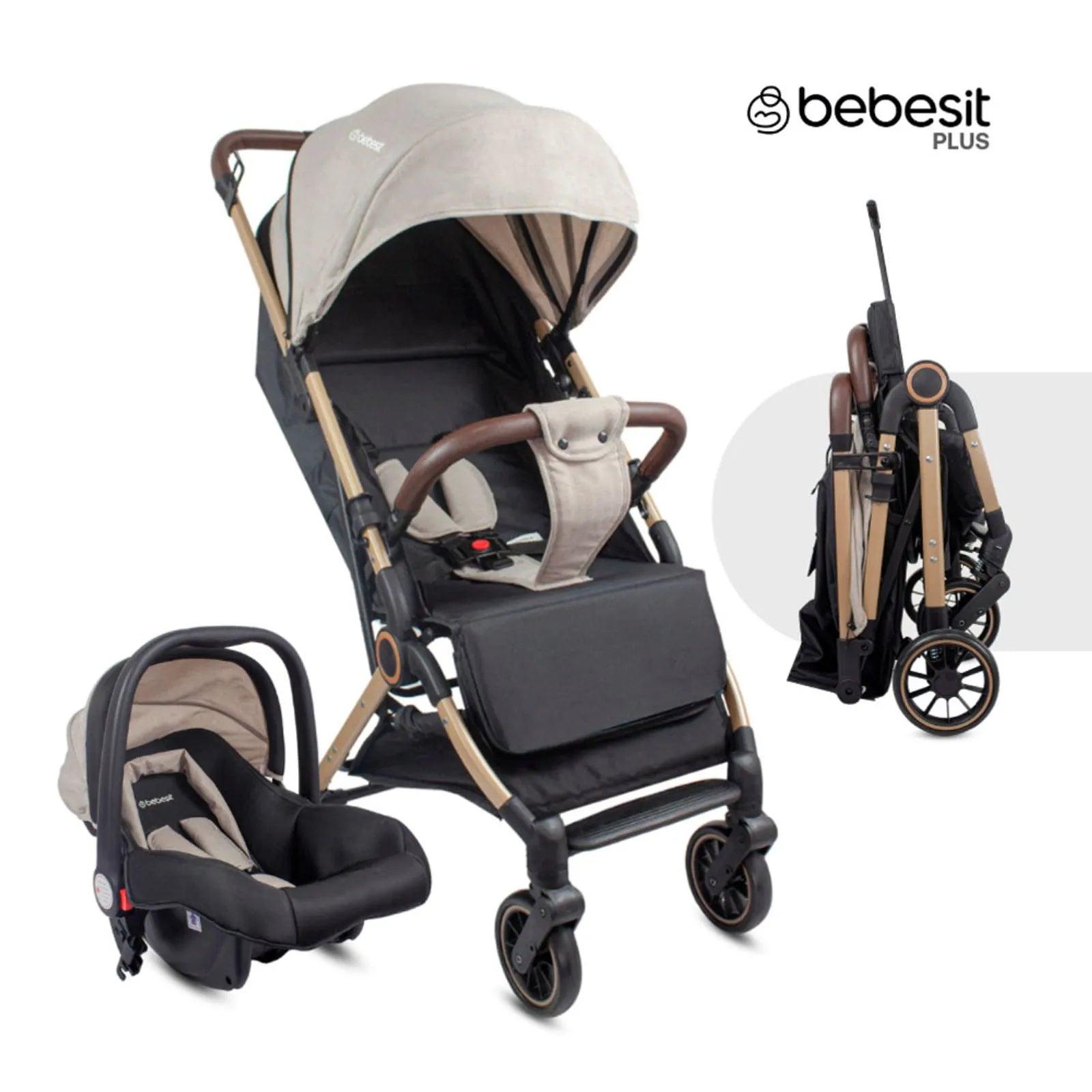 Coche Maleta Con Porta Bebé Micro Beige Bebesit