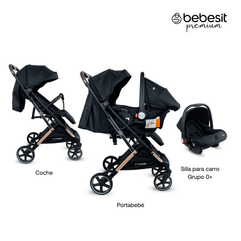 Coche Maleta Con Porta Bebé Pixel Negro Bebesit Uso