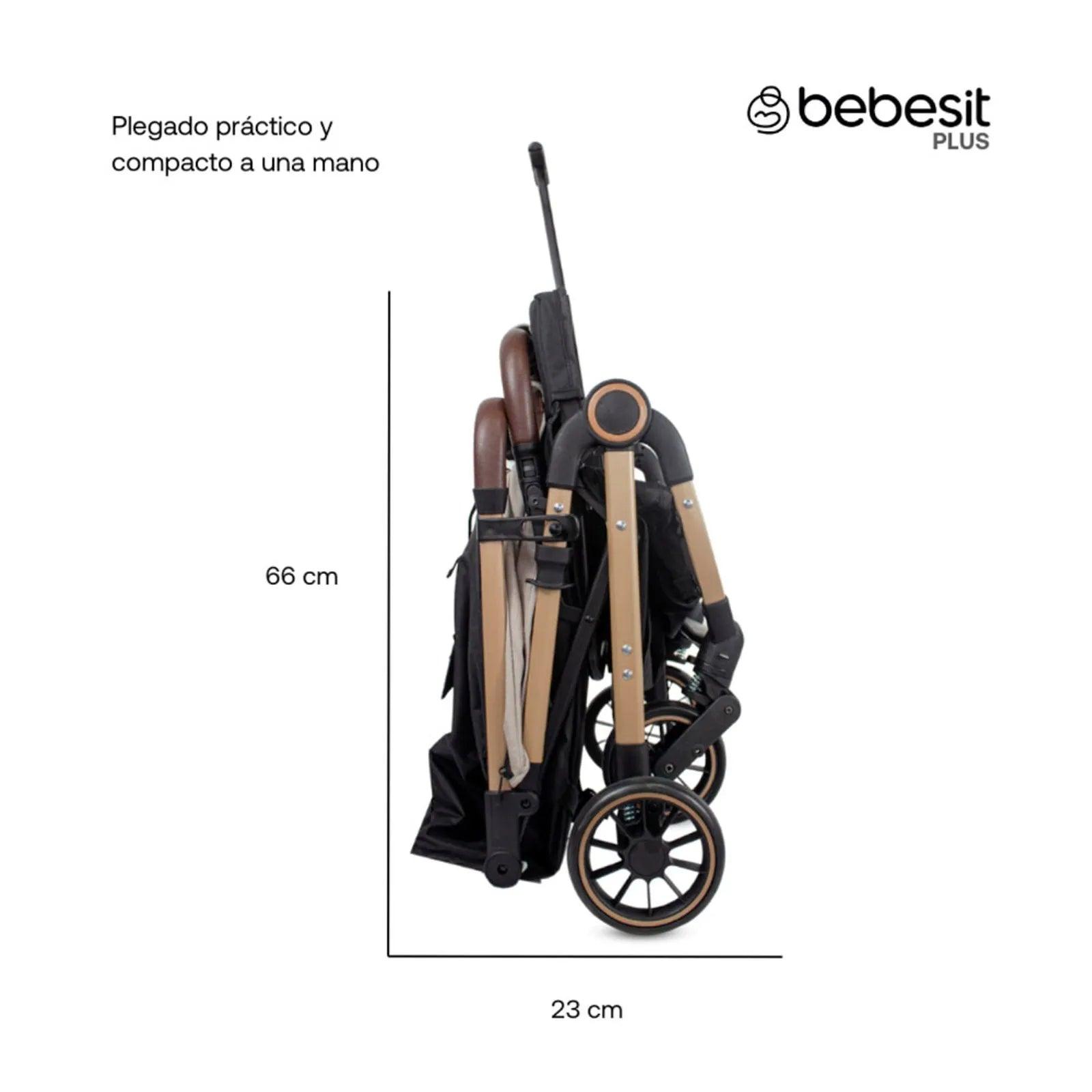 Coche Maleta Con Porta Bebé Micro Beige Bebesit Plegado