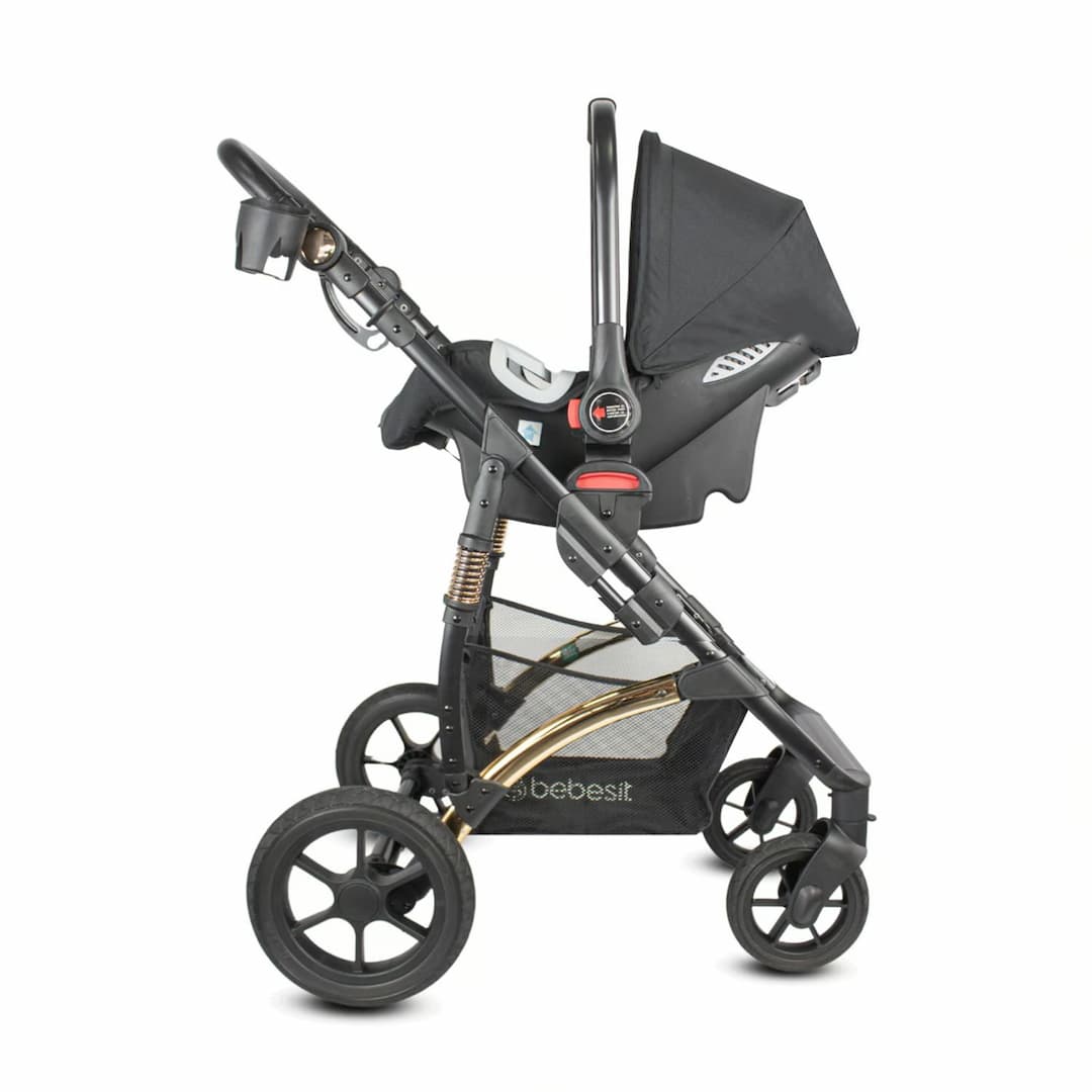 Coche Con Porta Bebé Spring Gold Negro Premium Bebesit Estilo