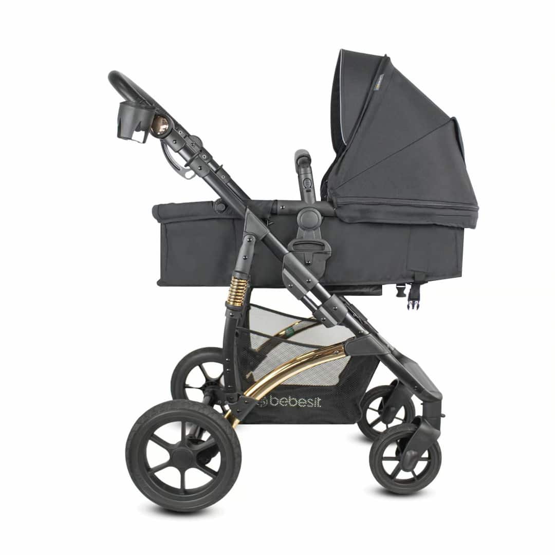 Coche Con Porta Bebé Spring Gold Negro Premium Bebesit