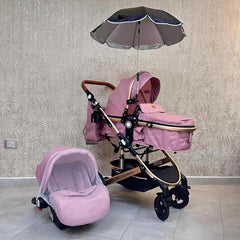 Coche Moisés Con Porta Bebé Victoria Rosa