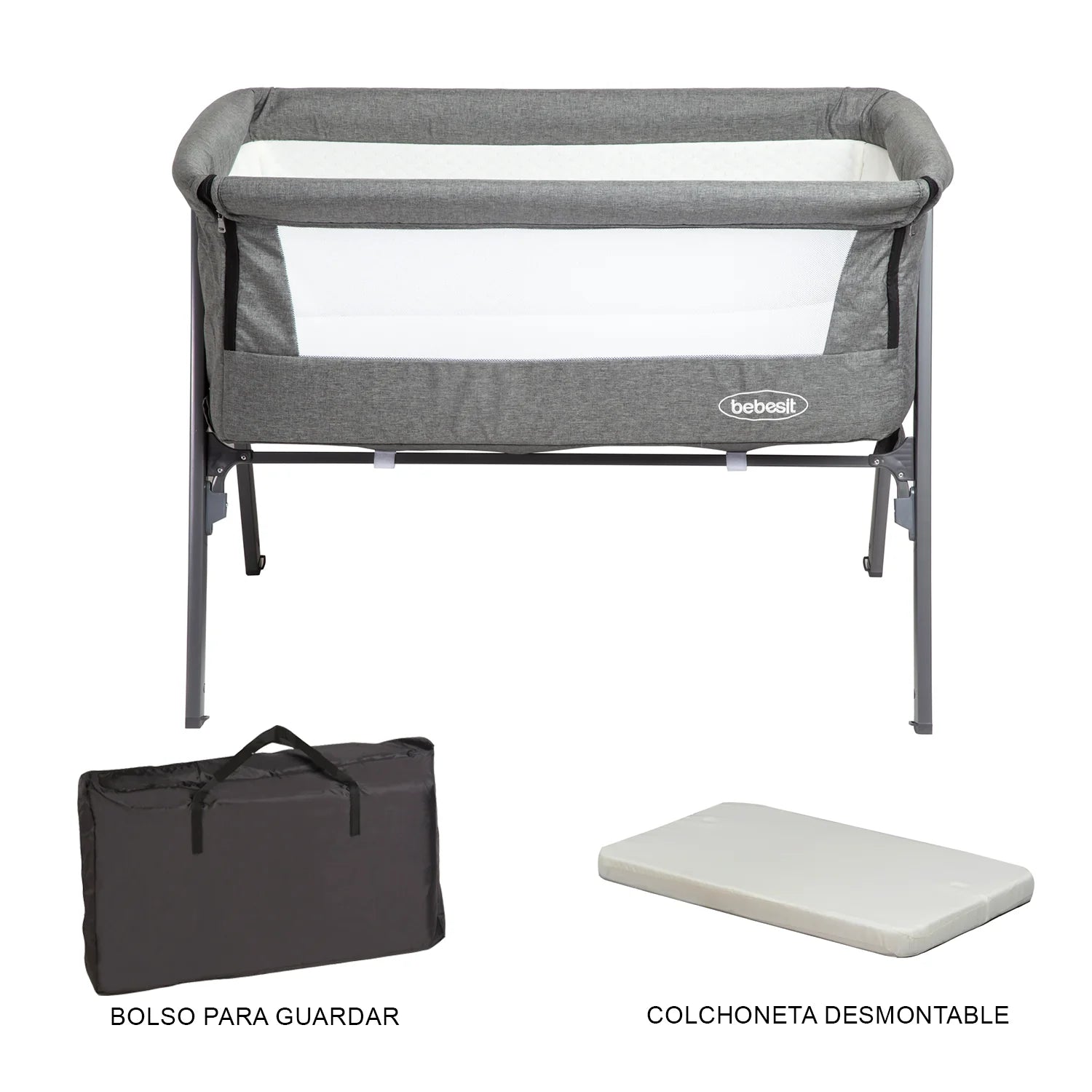 Cuna Colecho Easy Sleep Gris Bebesit  Partes