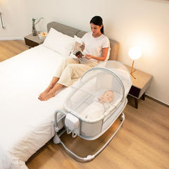 Cuna Colecho Deluxe Mastela Puntos Gris