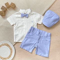 Conjunto Para Niño Bermuda Celeste con Boina