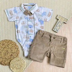 Conjunto Bebé Bermuda Pana Beige