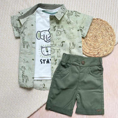 Conjunto 3 Piezas Camisa Safari Verde