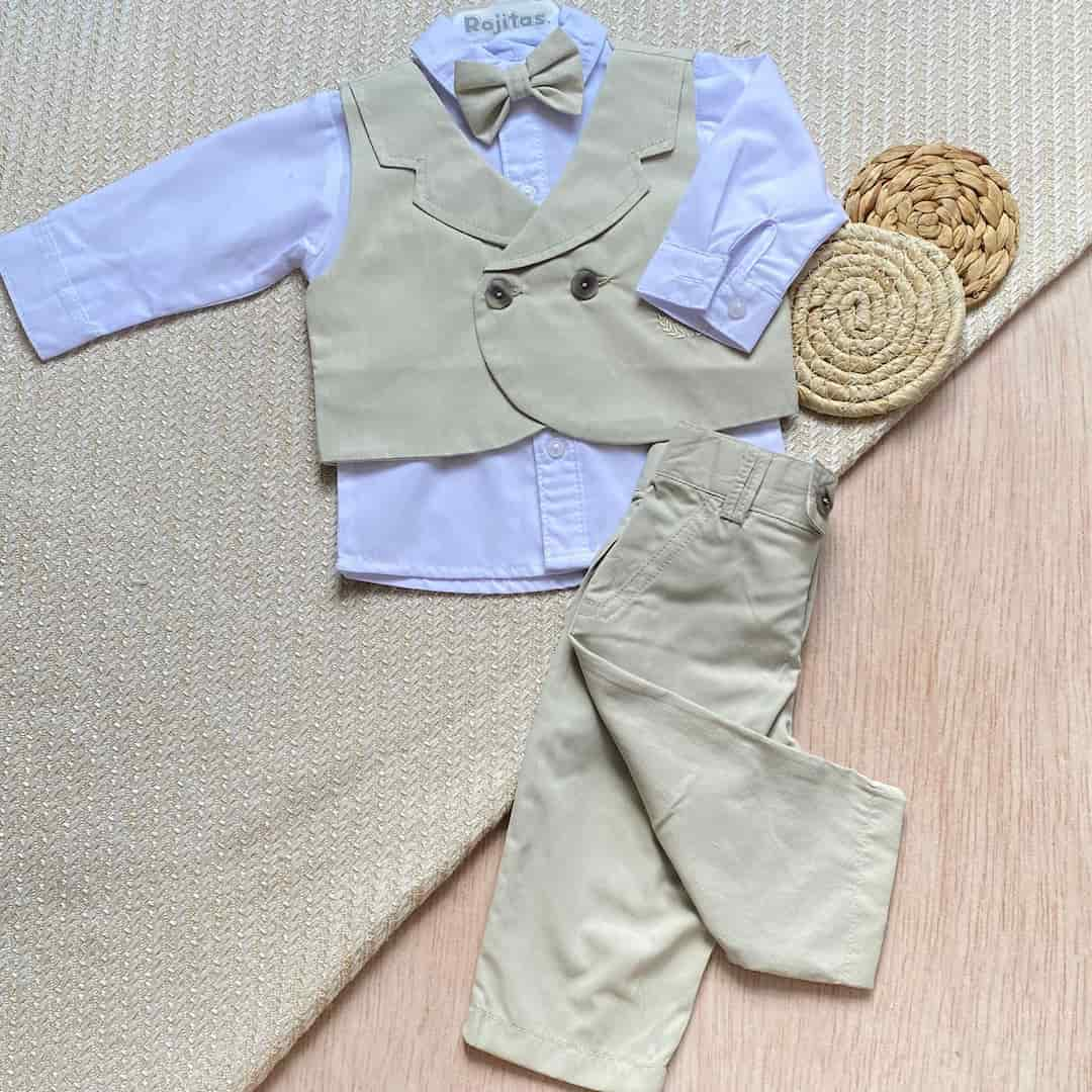 Traje Ceremonia Moño Beige Bebé Niño