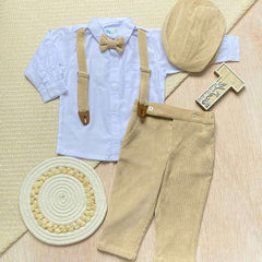 Traje De Ceremonia Acanalado Pana Beige