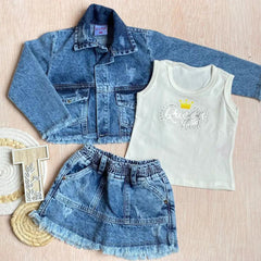 Conjunto 3 Piezas Denim Estrellas Queen