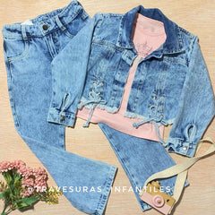 Conjunto 3 Piezas Denim Chaqueta