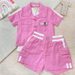 Conjunto 3 Piezas Shorts Lino pink