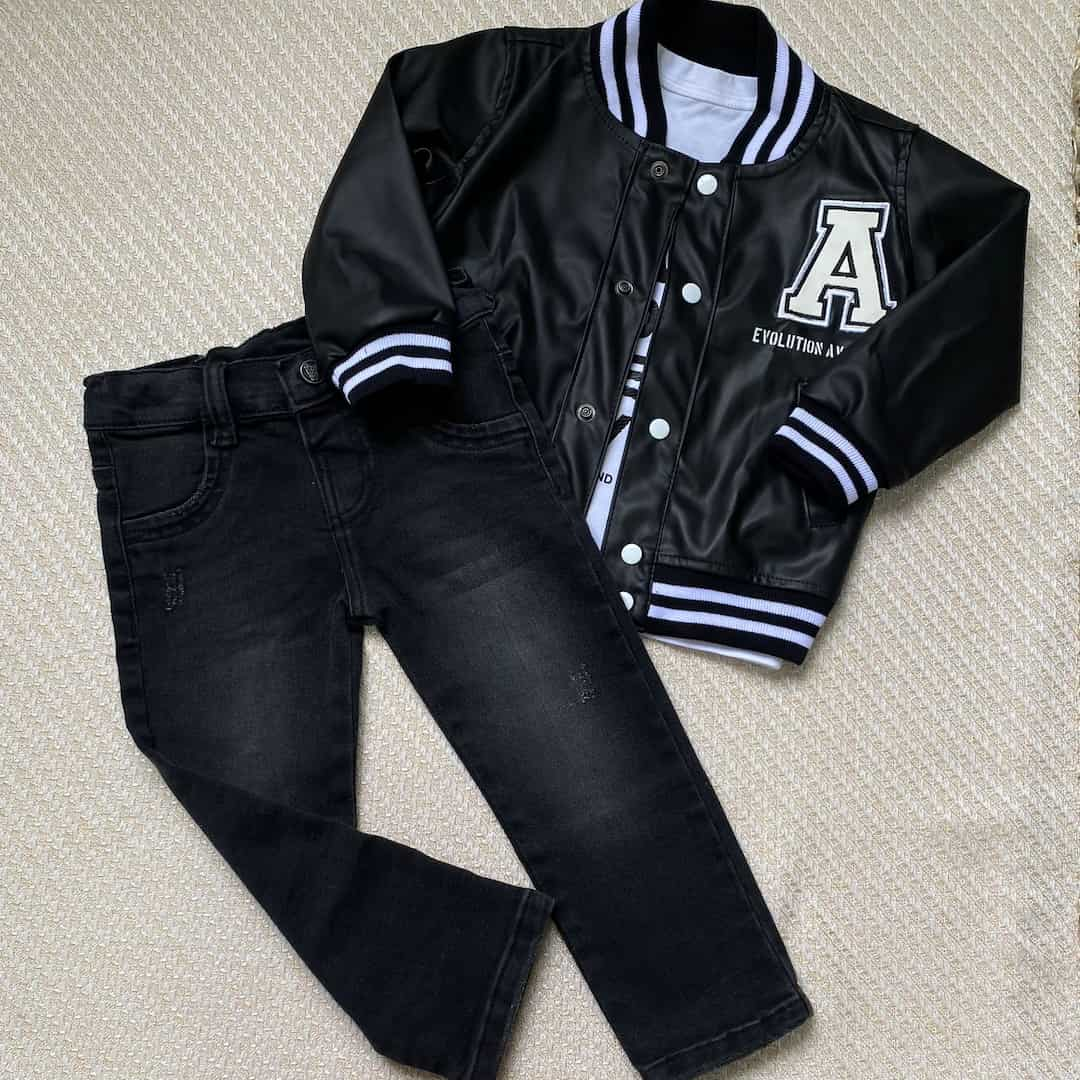 Conjunto 3 Piezas Chaqueta Sintetica Negro