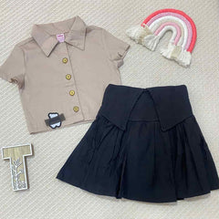 Conjunto Para Niña Falda Plisada negro