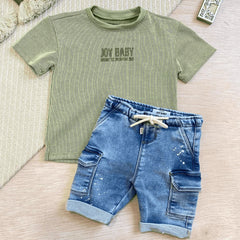 Conjunto Bermuda Denim Claro green