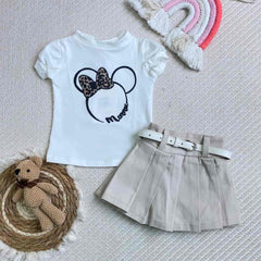 Conjunto Falda Short Prenses beige