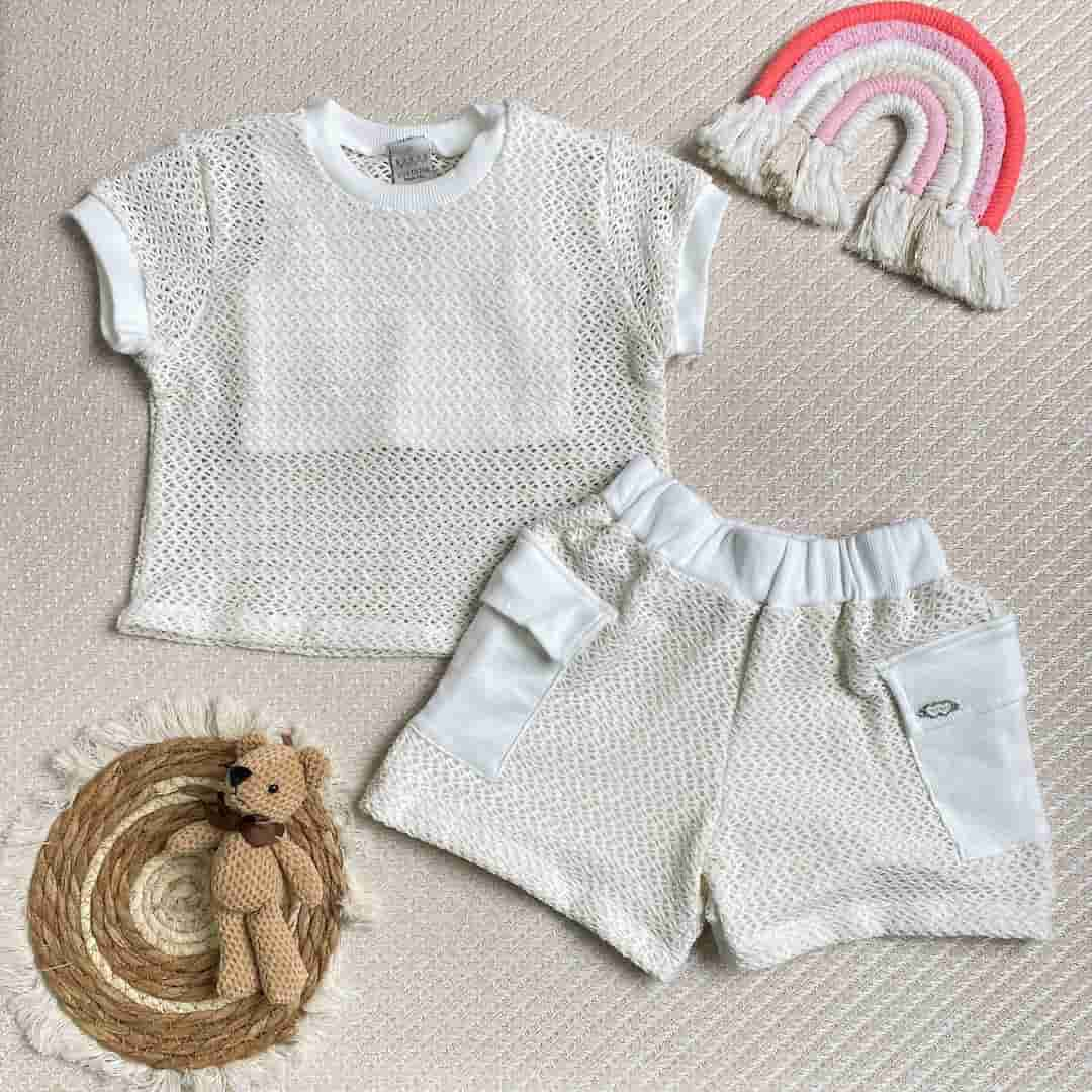 Conjunto Para Niña Short Malla blanco