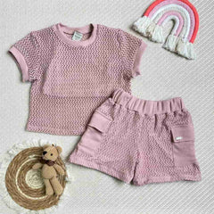 Conjunto Para Niña Short Malla rosa