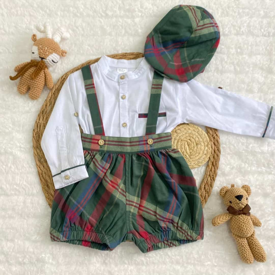 Conjunto Tirantes Cuadros Verde Navidad