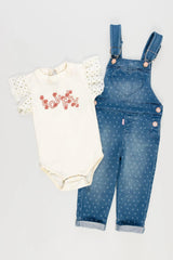 Conjunto Overol Denim Corazones