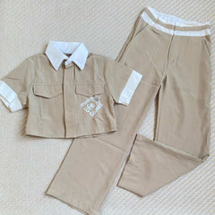 Conjunto 3 Piezas Pantalón Combinado beige