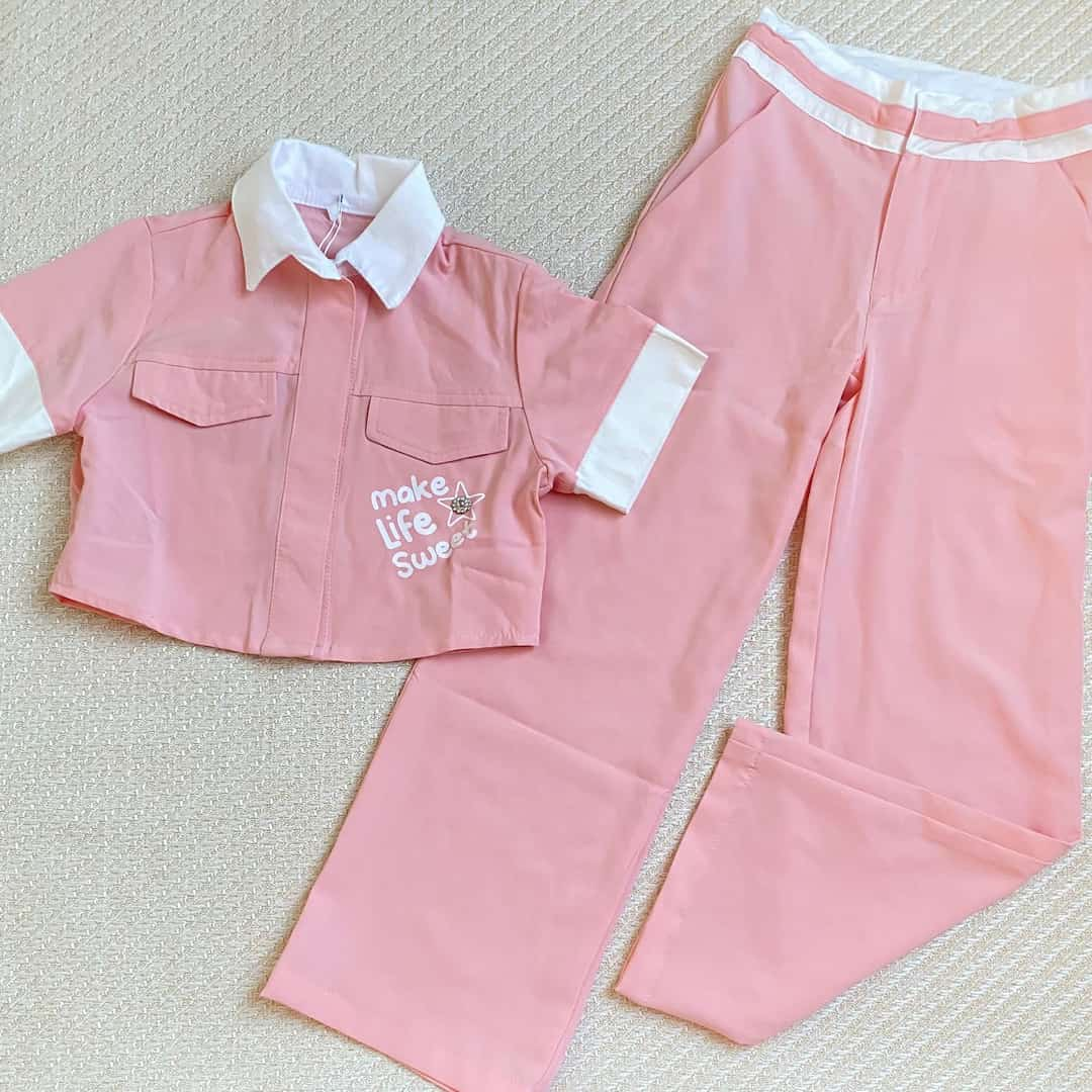 Conjunto 3 Piezas Pantalón Combinado rosa