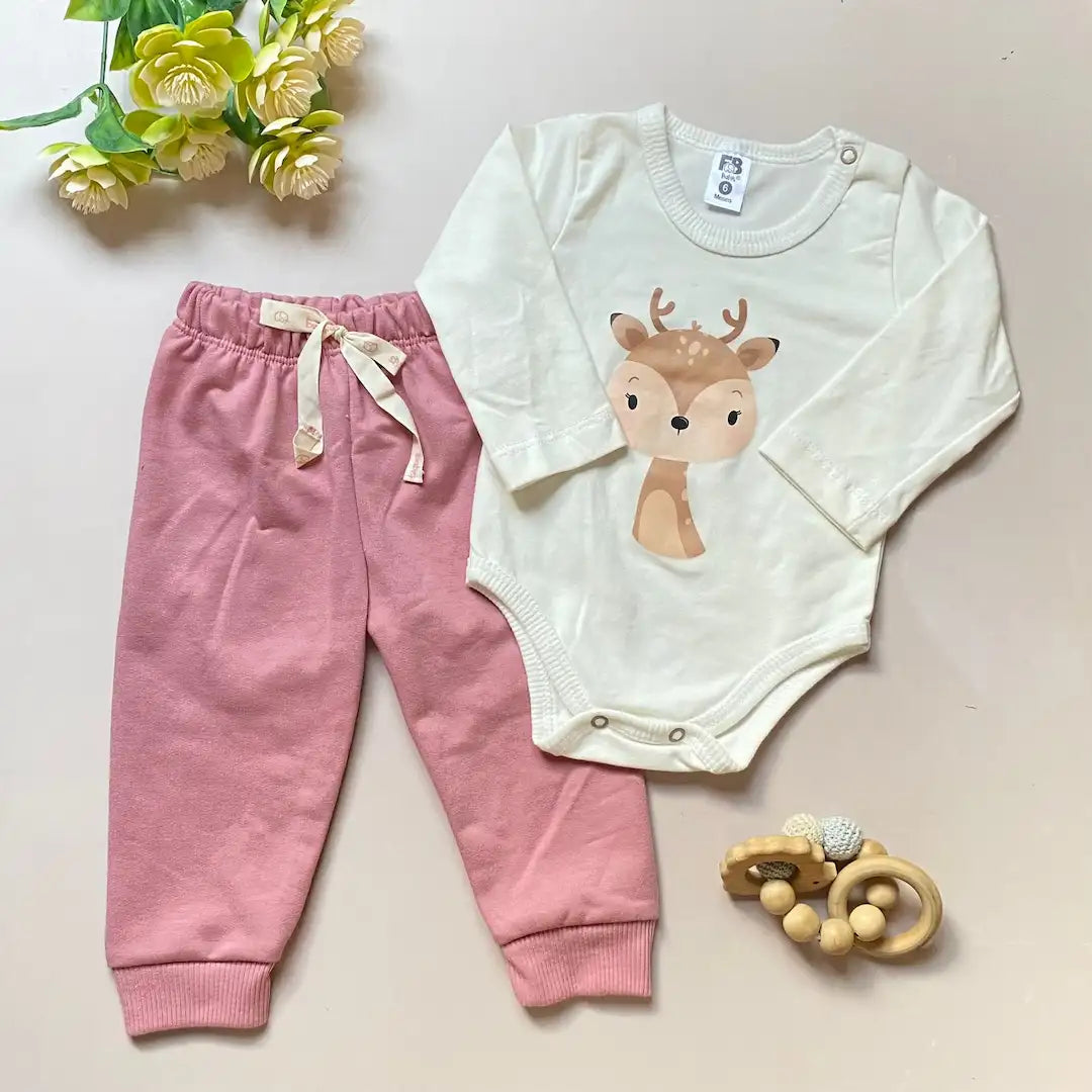 Conjunto Pantalon Bebé niña Estampado Venado