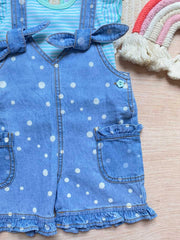 Conjunto Braga Puntos Denim Bebé Niña Bolsillos