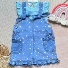 Conjunto Braga Puntos Denim Bebé Niña