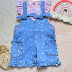 Conjunto Braga Puntos Denim Bebé Niña