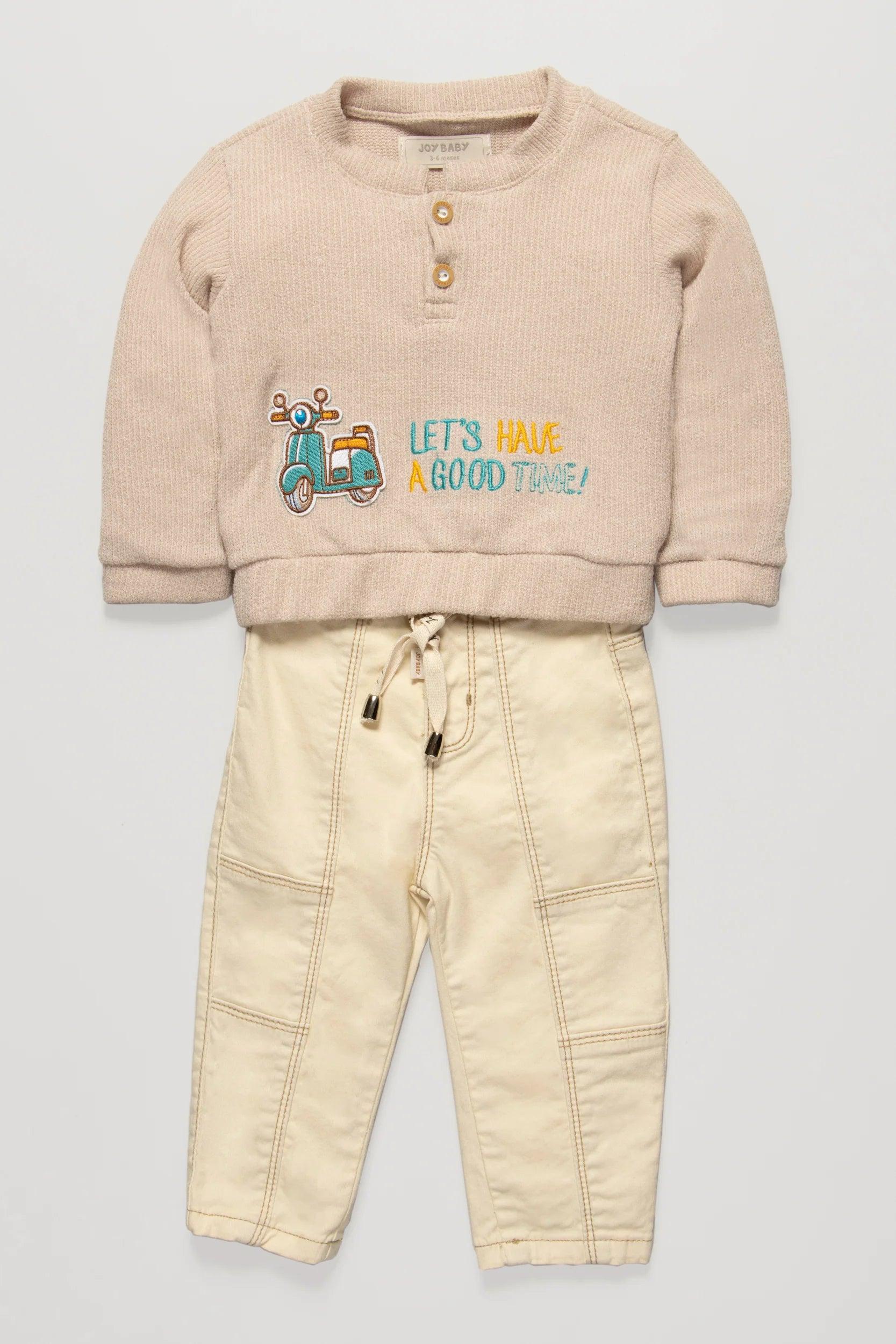 Conjunto Saco Moto Buzo y Jogger Invierno Casual Joy Baby Rosado