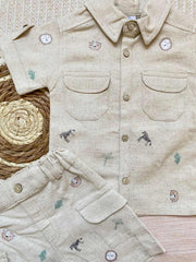 Conjunto Camisa Safari Beige Animales