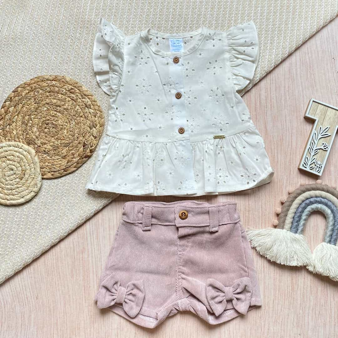 Conjunto Bebé Niña Short Pana Lila