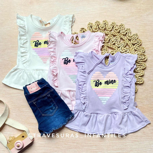 Conjunto Niña Be Mine Con Short Y Colores Surtidos