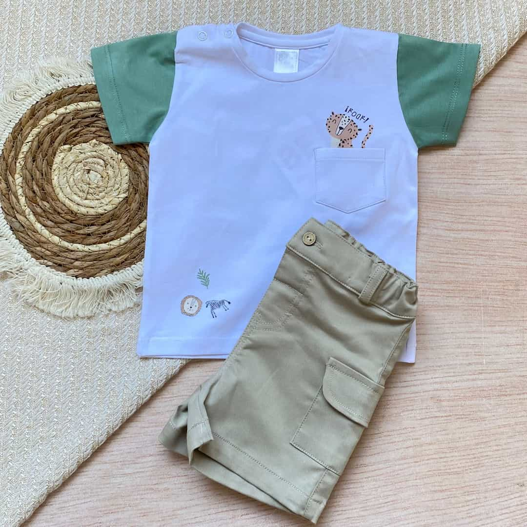 Conjunto Camiseta Bolsillo Verde 100% Algodón