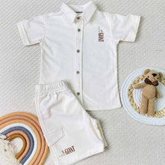 Conjunto Para Bebé Niño Botones Beige