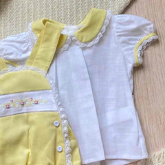 Body Bordado Con Encaje Amarillo Camisa