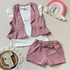 Conjunto 3 Piezas Shorts Cupcake rosa