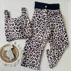 Conjunto Niña Pantalon Animal Print Negro