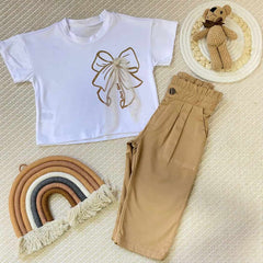 Conjunto Pantalon Lino Moño Dorado