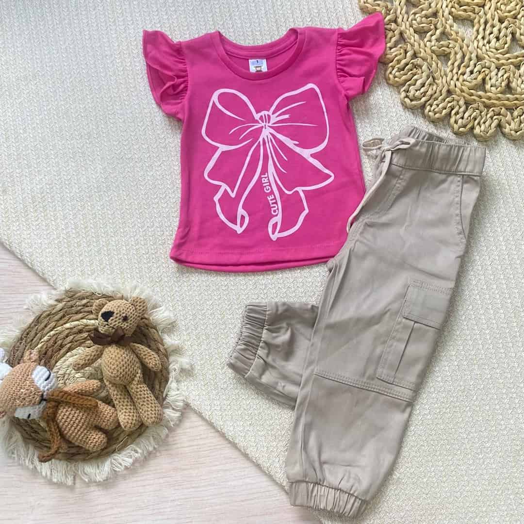 Conjunto Pantalon Moño Fucsia