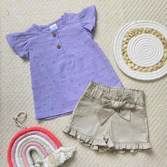 Conjuntos Short Moño Bebé Niña Morado