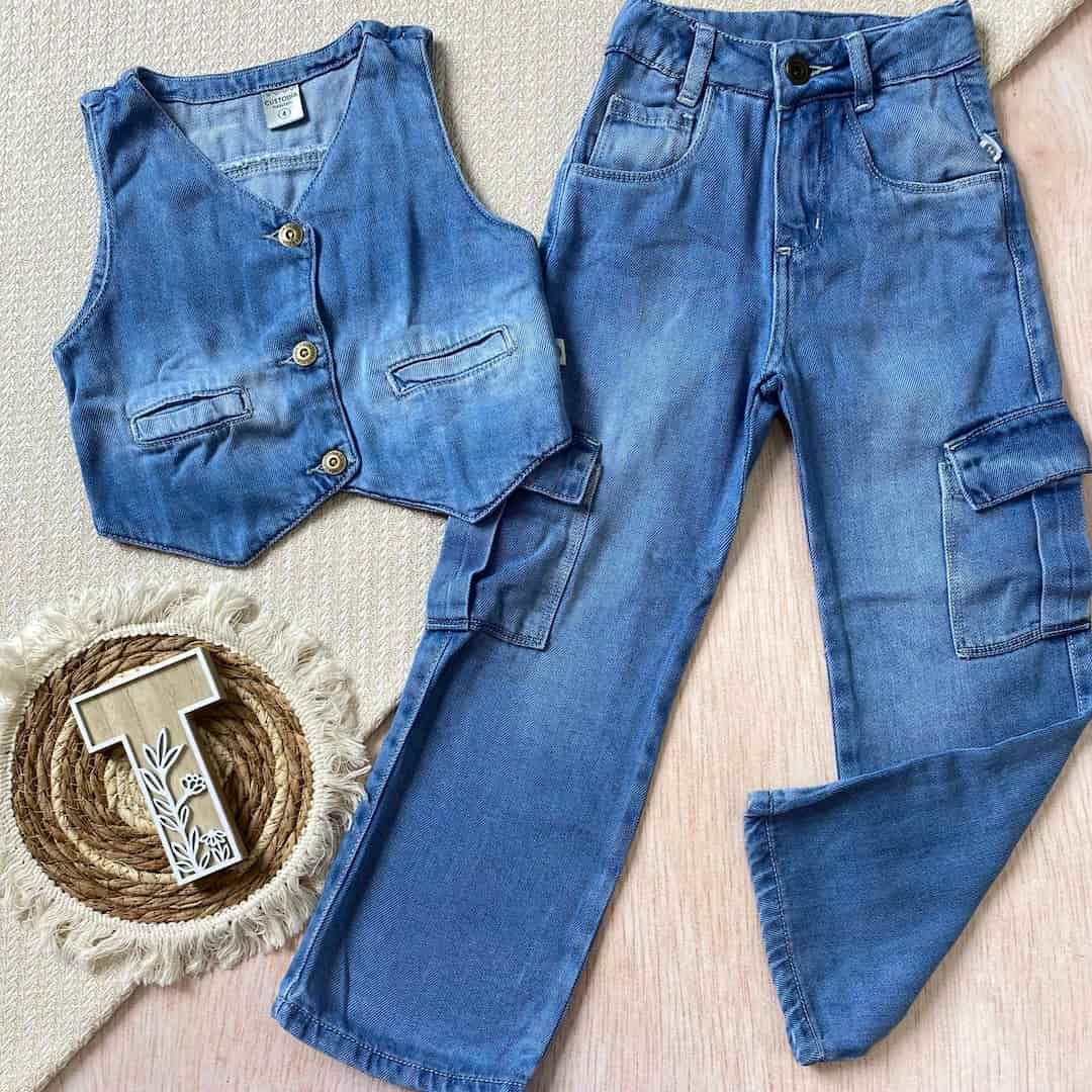 Conjunto Jean Cargo Denim niña