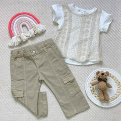 Conjunto 3 Piezas Chaleco Tejido Beige