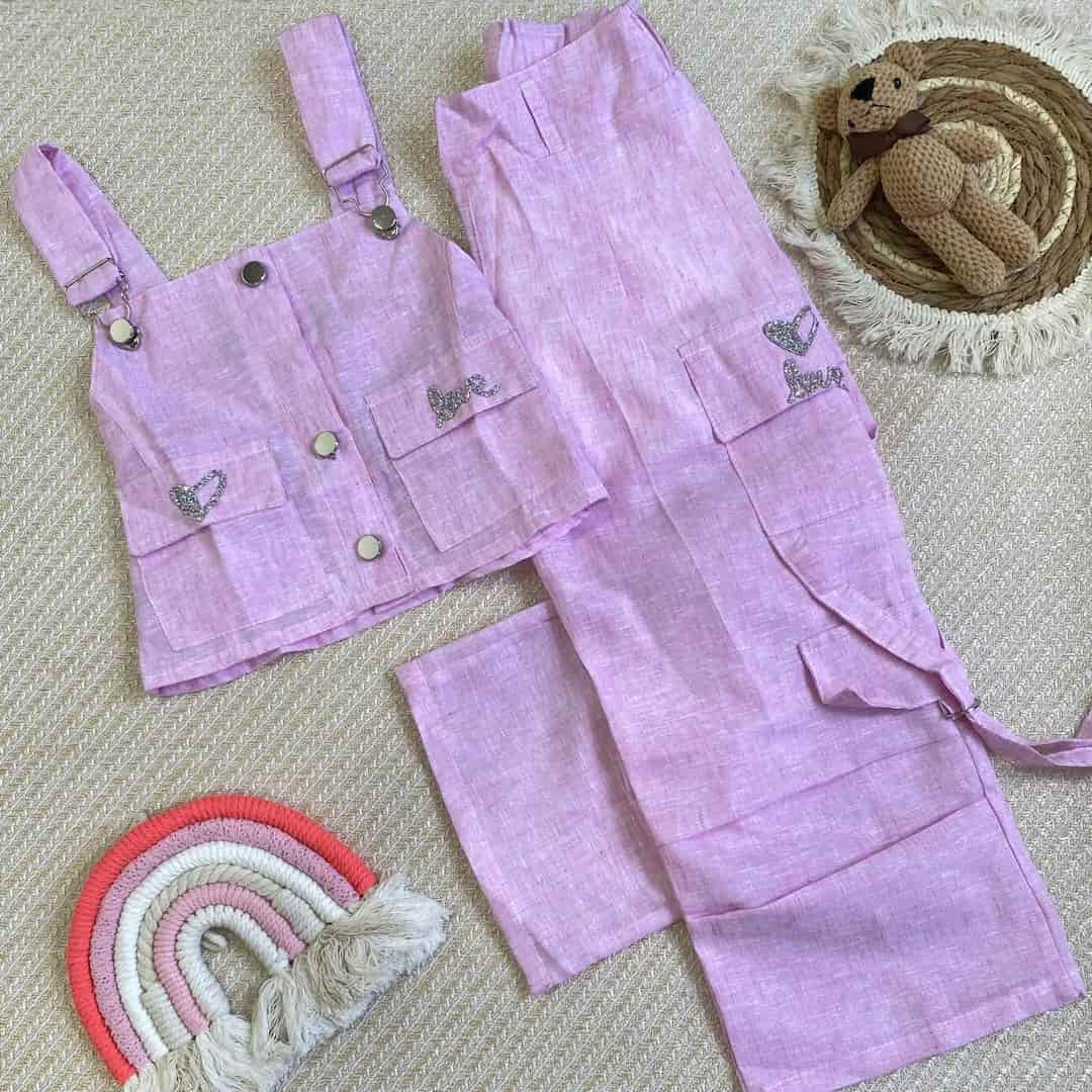 Conjunto Pantalon Lino Corazon Rosa