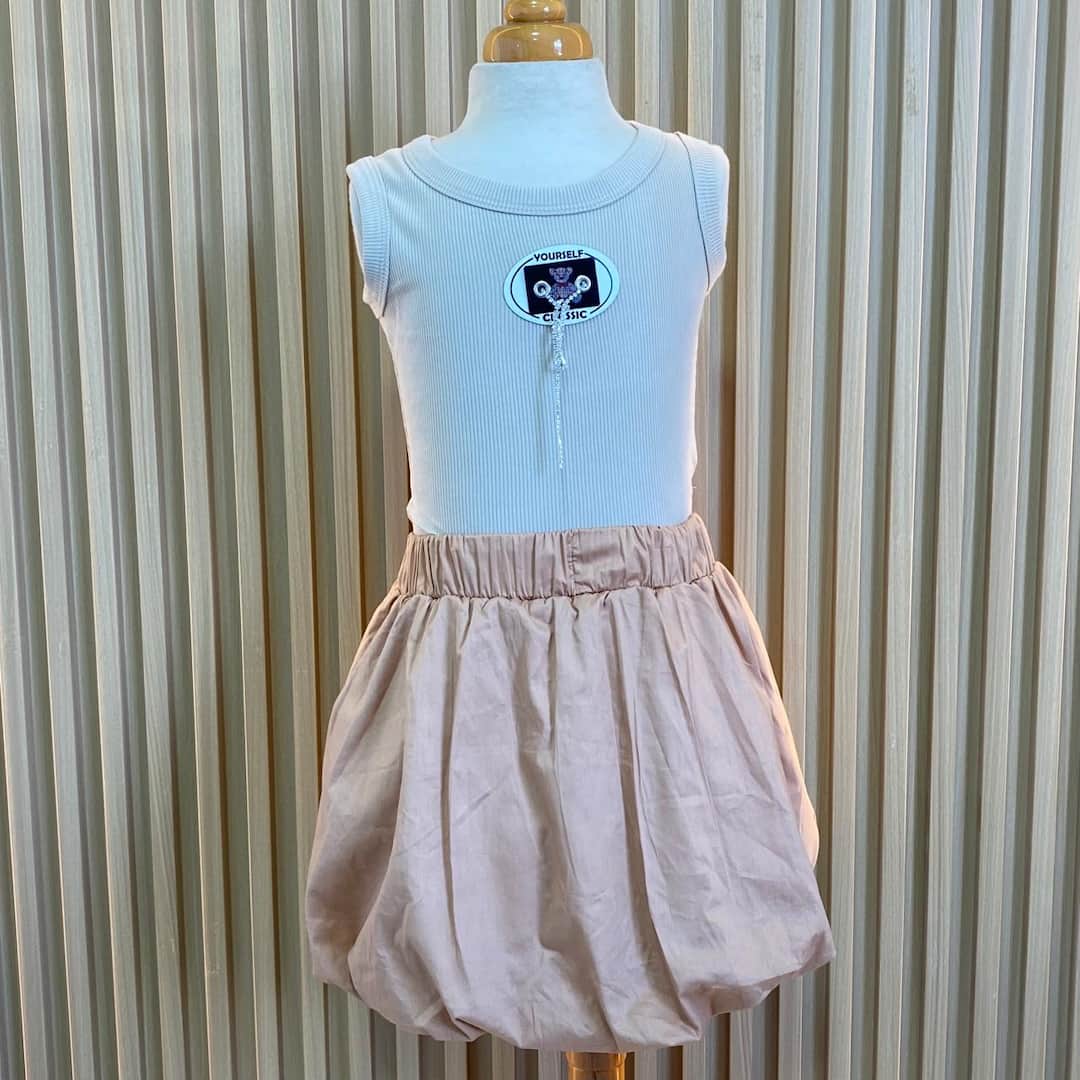 Vestido Globo Oso Negro Beige