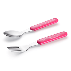 Set 2 Piezas Cubiertos En Acero Inoxidable Fisher Price Rosa