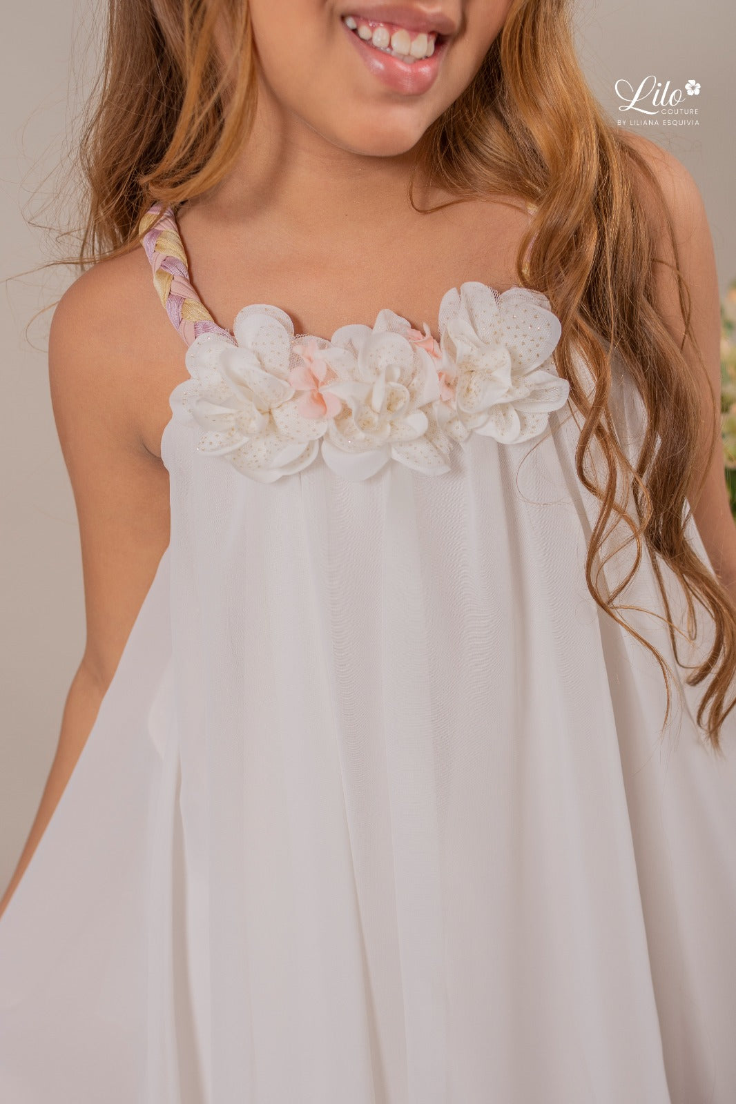 Vestido Para Niña Soy Atentica Blanco Lilo Estilo