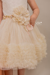 Vestido De Fiesta Delicada Beige Lilo Flor